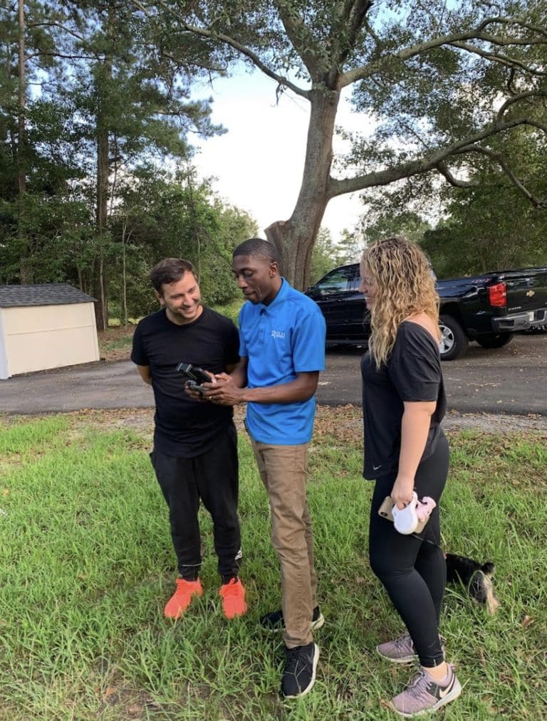 Jequan Jiles reviewing inspection findings with clients